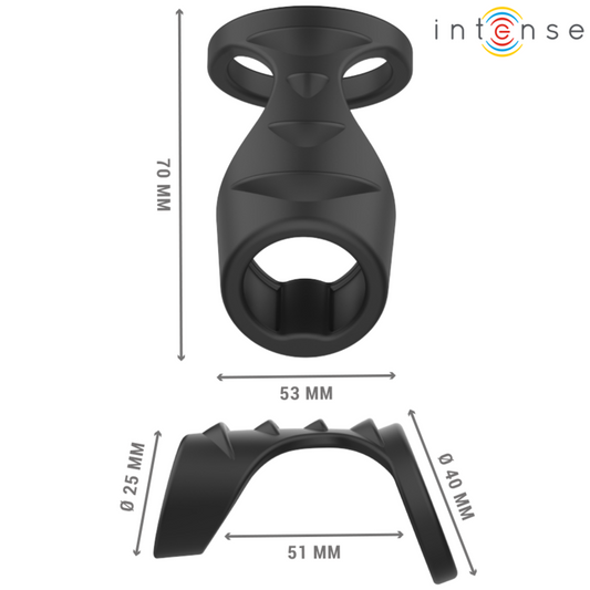 INTENZIVEN - THEO DVOJNI SILIKONSKI OBROČEK ZA PENIS ČRN MODEL 3