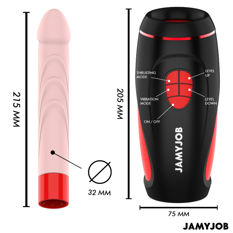 JAMYJOB - PYSTON BASE AVTOMATSKI MASTURBATOR Z DALJINSKIM UPRAVLJALNIKOM DILDO