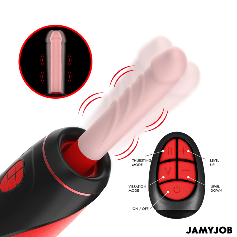 JAMYJOB - PYSTON BASE AVTOMATSKI MASTURBATOR Z DALJINSKIM UPRAVLJALNIKOM DILDO
