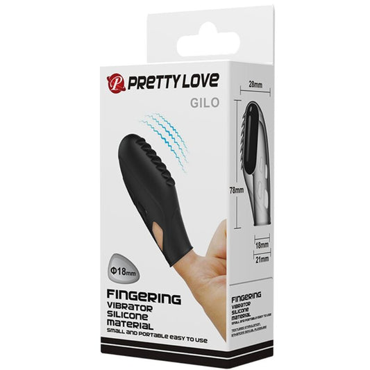 PRETTY LOVE - GILO SILIKONSKI VIBRATOR ZA PRSTE ČRN