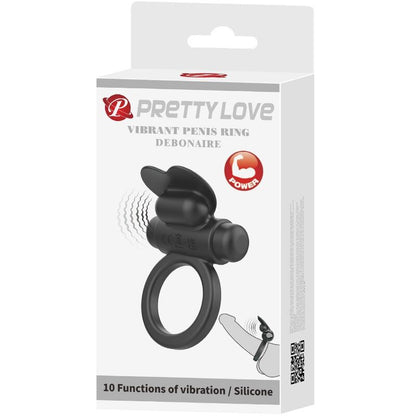 PRETTY LOVE - DEBONAIRE VIBRACIJSKI PRSTAN ZAJČEK 10 VIBRACIJ ČRNA