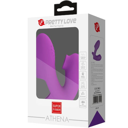 PRETTY LOVE - ATHENA VIBRATOR ZA PRSTE S STIMULATORJEM KLITORISA VIJOLIČNA