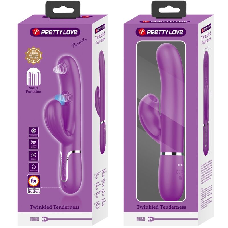 LEPA LJUBEZEN - PERLITA 3 V 1 VEČNAMENSKI ZAJČJI VIBRATOR VIJOLIČNA