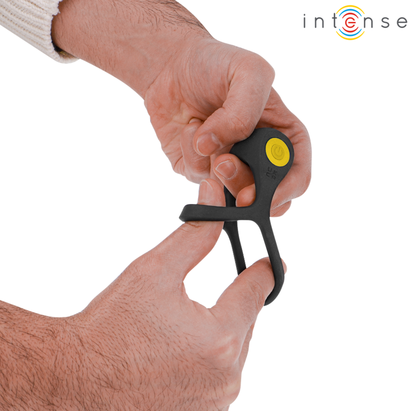 INTENZIVEN - ALEX VIBRATOR DVOJNI OBROČ ZA PENIS 10 VIBRACIJ ČRNA