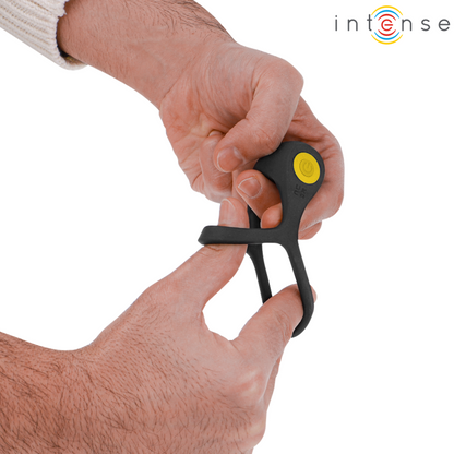 INTENZIVEN - ALEX VIBRATOR DVOJNI OBROČ ZA PENIS 10 VIBRACIJ ČRNA