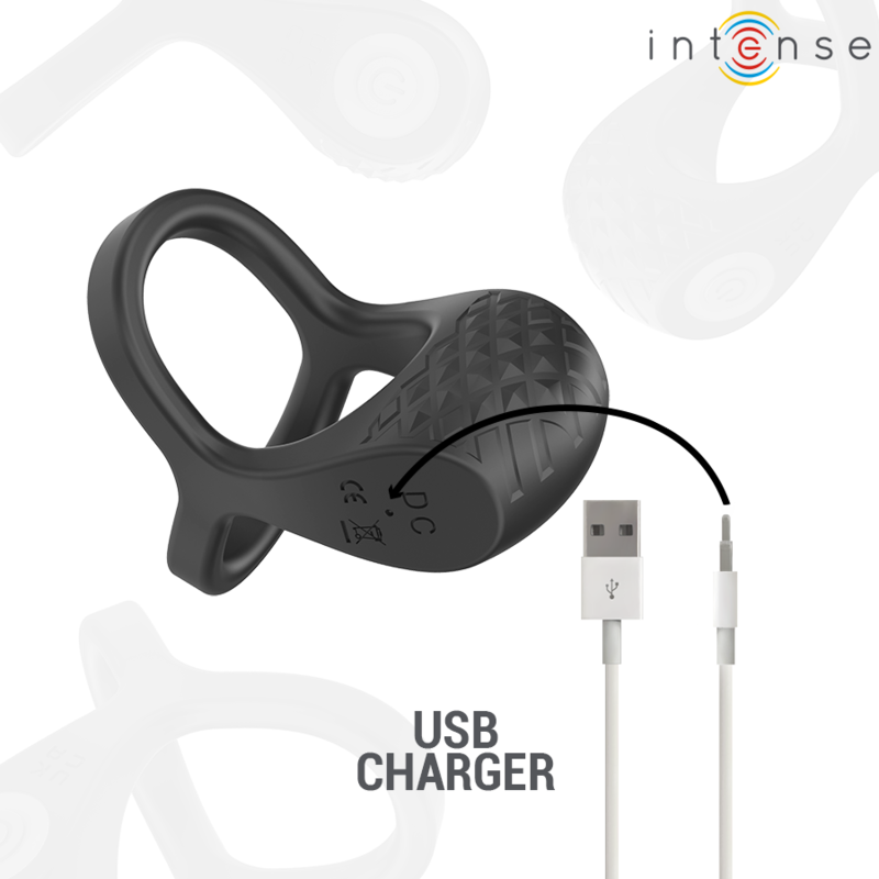 INTENZIVEN - ALEX VIBRATOR DVOJNI OBROČ ZA PENIS 10 VIBRACIJ ČRNA