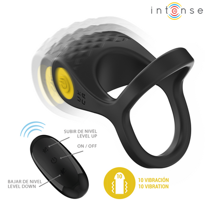 INTENZIVEN - ALEX VIBRATOR DVOJNI OBROČ ZA PENIS 10 VIBRACIJ ČRNA