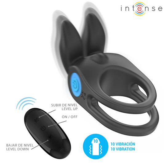 INTENZIVEN - SAM VIBRATOR DVOJNI OBROČ ZA PENIS 10 VIBRACIJ ČRNA