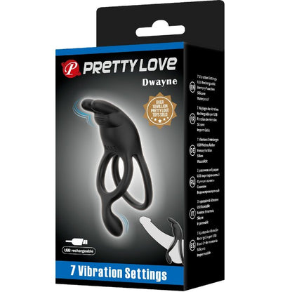 PRETTY LOVE - SETH DVOJNI VIBRACIJSKI PRSTAN ZAJČEK 7 VIBRACIJ ČRNA