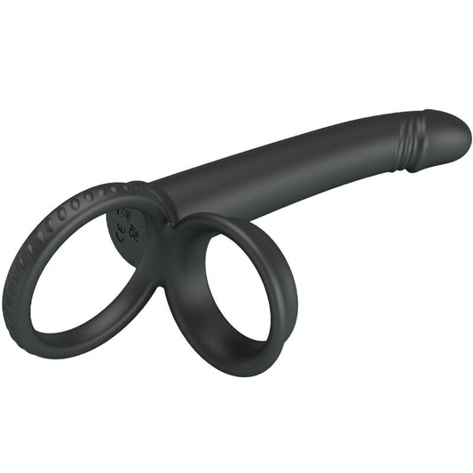 PRETTY LOVE - DILLION DVOJNA PENETRACIJA DVOJNI OBROČEK ZA PENIS ČRN