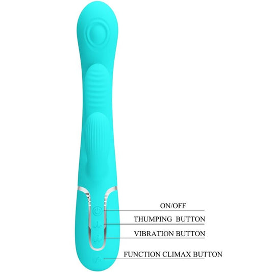 PRETTY LOVE - SHANIA TROJNI ZAJČEK VEČNAMENSKI VIBRATOR 3 V 1 MODRA