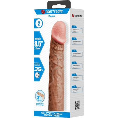PRETTY LOVE - ROKAV ZA PENIS DEREK S PODALJŠKOM 7,6 CM MULAT