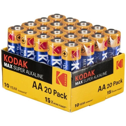 KODAK - MAX ALKALINE BATTERY AA LR6 PACK*20 BATTERIES