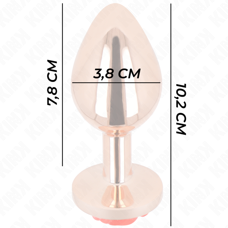 Rose Gold analni čep z rdečo vrtnico Kink, L