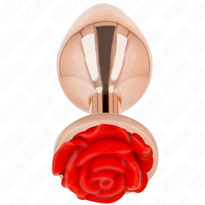 Rose Gold analni čep z rdečo vrtnico Kink, L