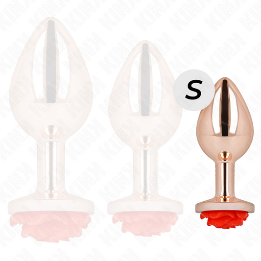 Rose Gold analni čep z rdečo vrtnico Kink, S