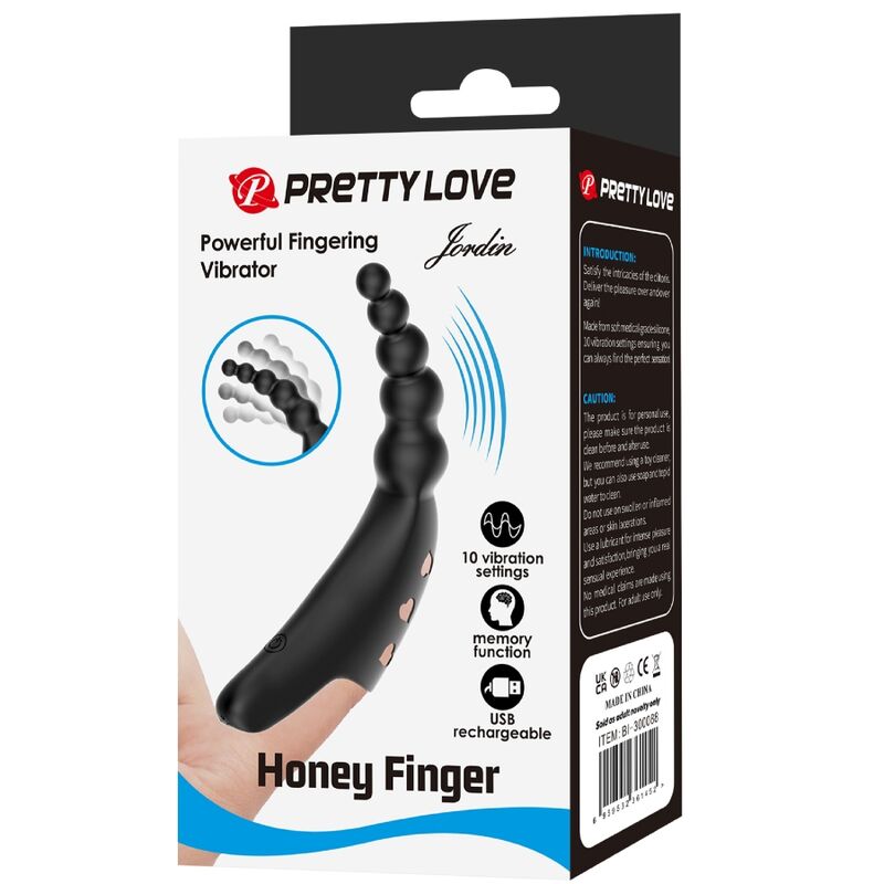 PRETTY LOVE - JORDIN VIBRATOR S PRSTOM 10 VIBRACIJ ČRNA