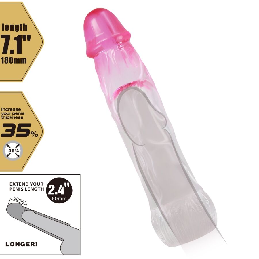 PRETTY LOVE - NERON REALISTIČNA 6 CM RAZŠIRITVENA OVOJNICA ZA PENIS ROZA BARVE