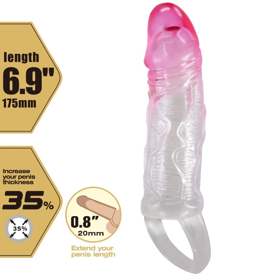 PRETTY LOVE - ODES REALISTIČNO 2 CM RAZŠIRITEV NOŽNICE ZA PENIS ROZA