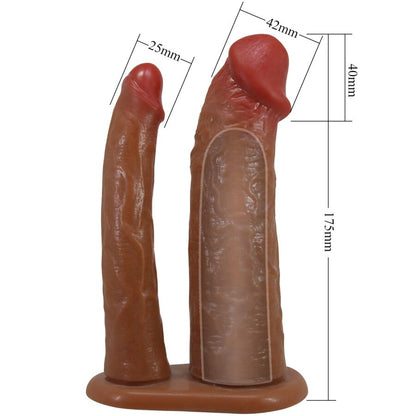 PRETTY LOVE - YAIRON DVOJNI ROKAV ZA PENIS S PODALJŠKOM 4 CM MULAT