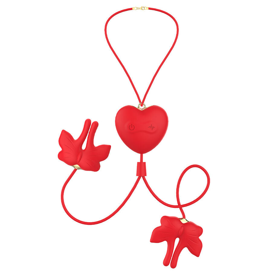 ARMONY - MAGNETIC NIPPLE CLAMPS WITH VIBRATION BUTTERFLY SHAPE RED