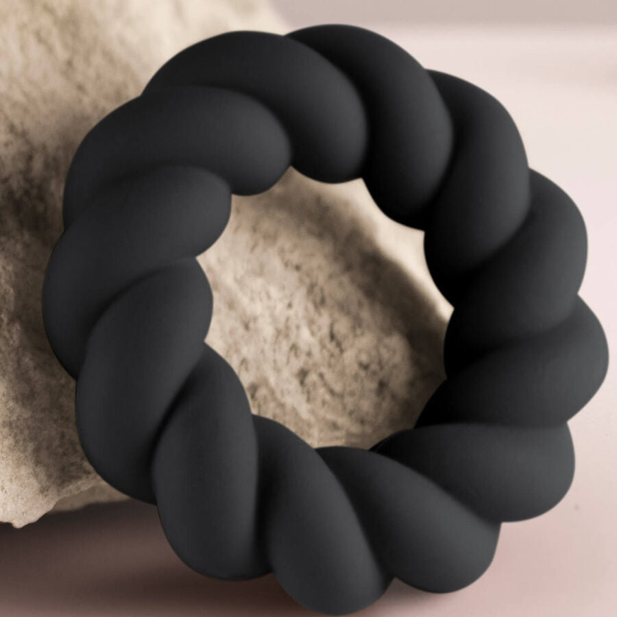 ROCKS-OFF - TWIST BLACK SILICONE MASTURBATOR RING