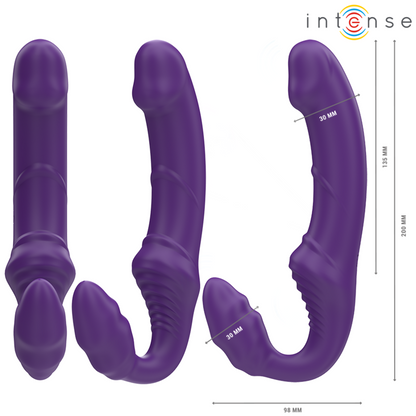 Vibracijski strapless strap-on dildo Intense Amy 20 cm, vijolična