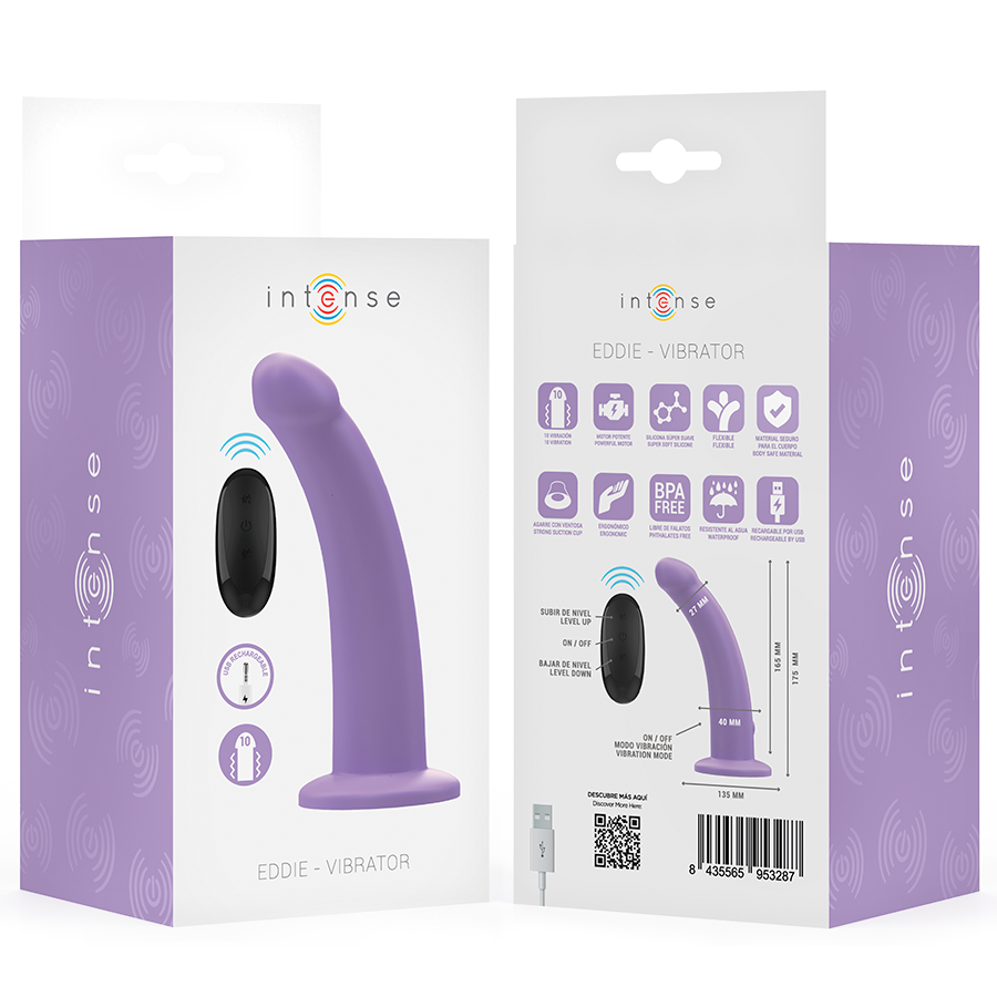 INTENSE - EDDIE VIBRATOR 17.5 CM 10 VIBRATIONS PURPLE REMOTE CONTROL