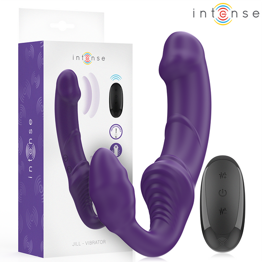 Vibracijski strapless strap-on dildo Intense Amy 20 cm, vijolična