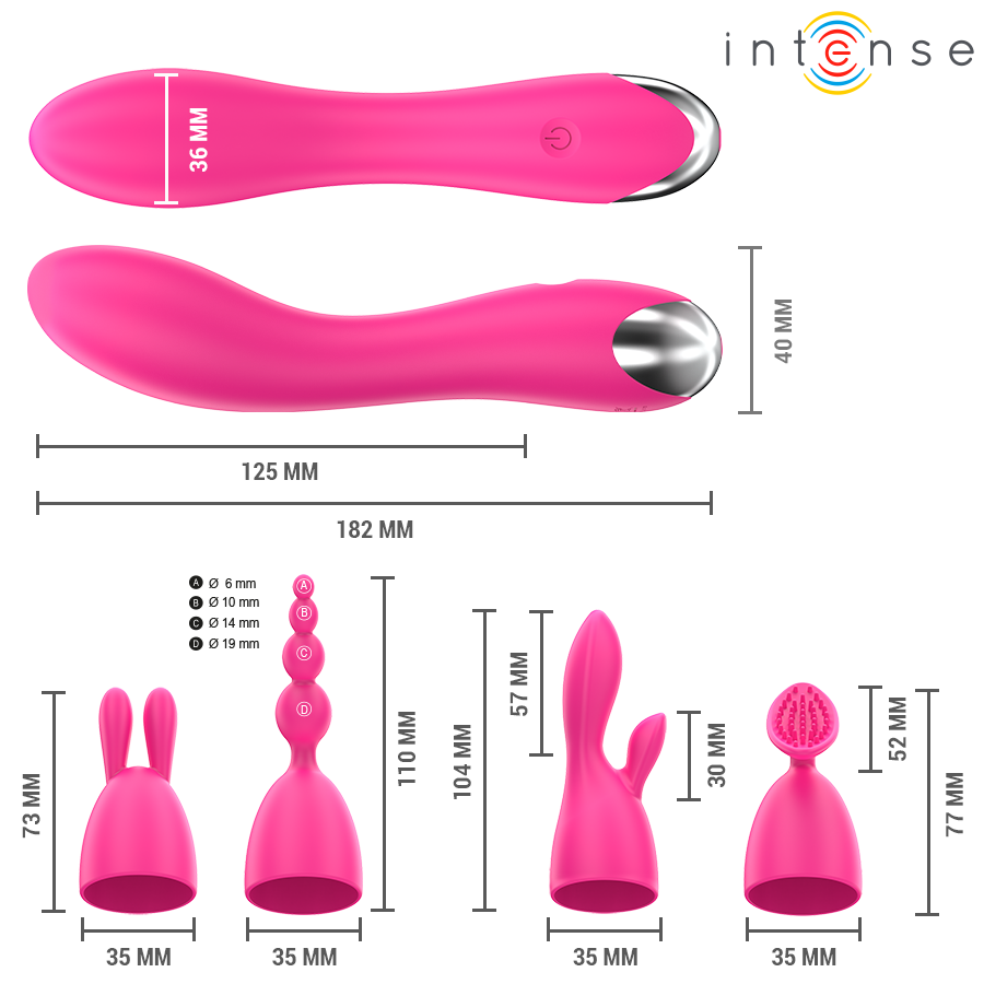 INTENSE - CHER VIBRATOR WITH 20 PATTERNS AND INTERCHANGEABLE HEADS