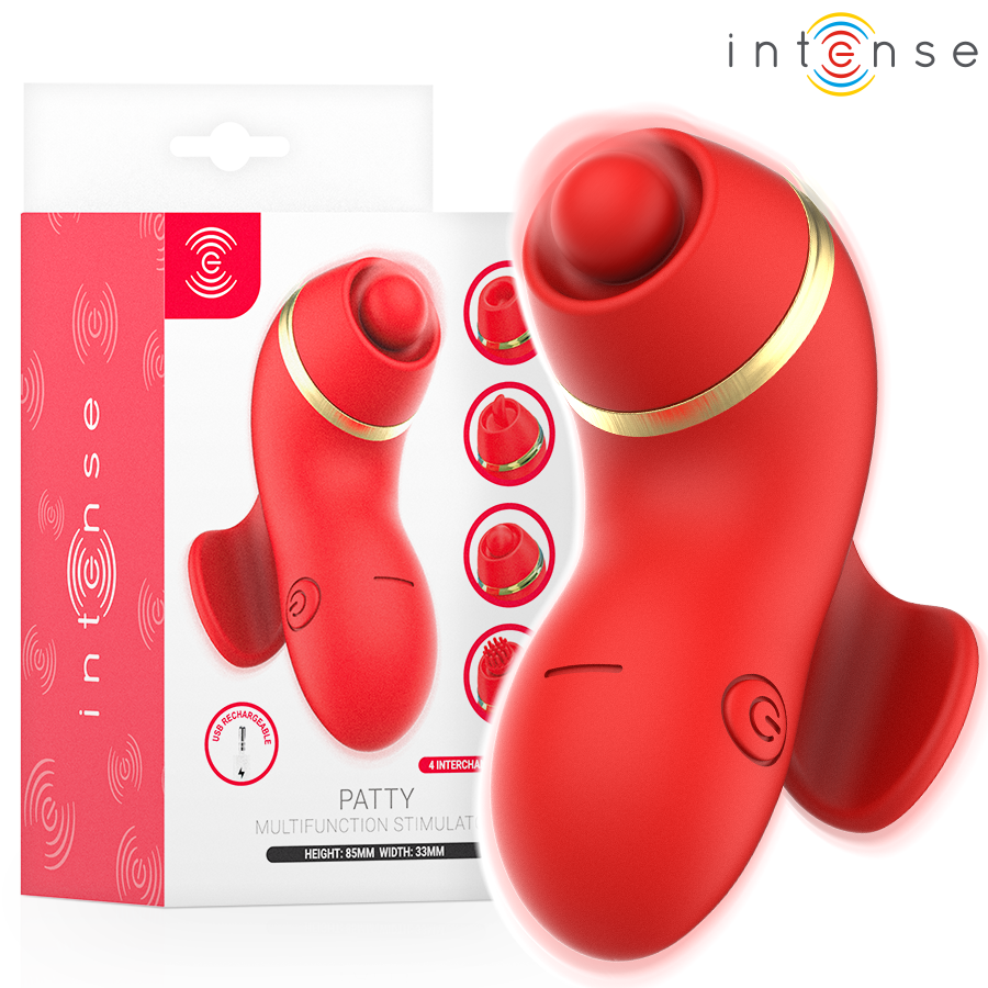 INTENSE - PATTY STIMULATOR WITH 4 HEADS, SUCTION, TAPPING, TICKLING AND LICKING