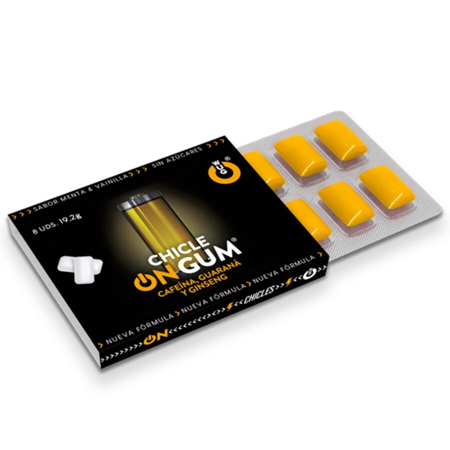 WUG GUM - ON CAFFEINE, GINSENG AND GUARANA GUM 1 X 8 UNITS