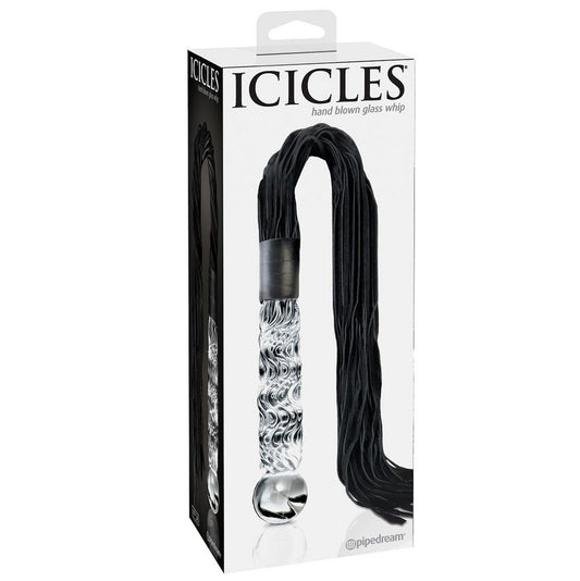 Steklen analni dildo z bičem Icicles - n. 38
