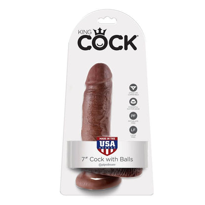 KING COCK - 7 DILDO RJAV Z JAJČKI 17,8 CM