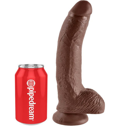 KING COCK - 9 DILDO RJAV Z JAJČKI 22,9 CM