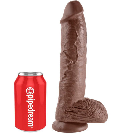 KING COCK - 10 DILDO RJAV Z JAJČKI 25,4 CM