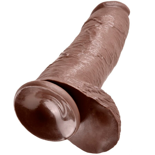 KING COCK - 12 DILDO RJAV Z JAJČKI 30,48 CM