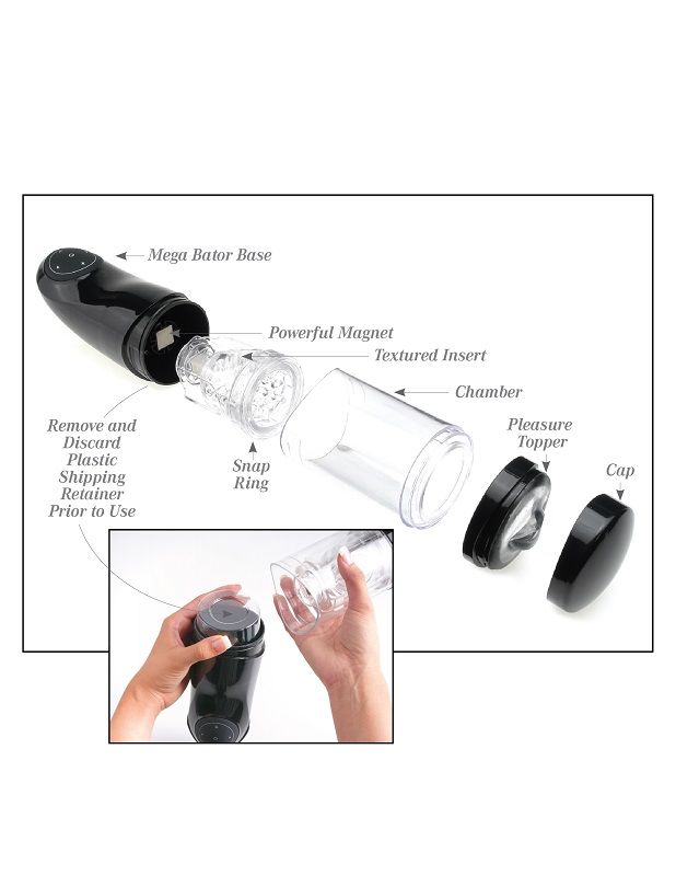EXTREME TOYZ - PDX MEGA BATOR USB MOŠKI MASTURBATOR ANO BLACK