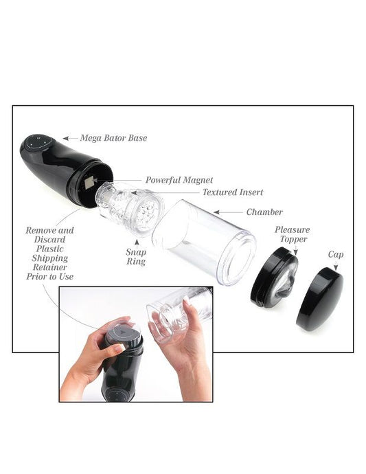 EXTREME TOYZ - PDX MEGA BATOR USB MOŠKI MASTURBATOR ANO BLACK