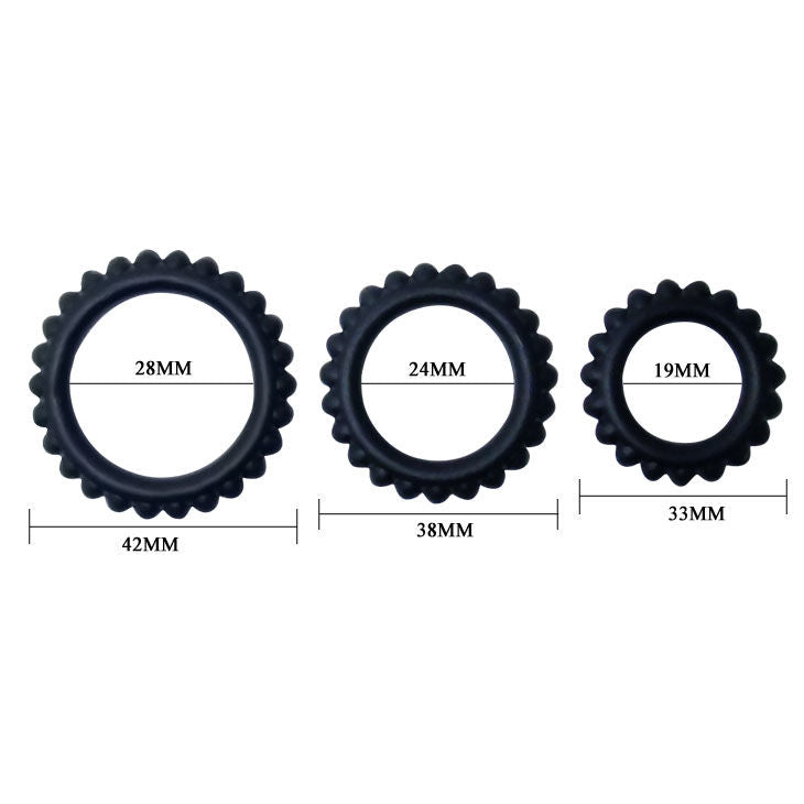 BAILE - TITAN SET 3PCS PETELINJI OBROČEK ČRN 2.8 + 2.4 + 1.9 CM