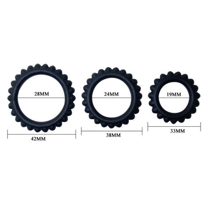 BAILE - TITAN SET 3PCS PETELINJI OBROČEK ČRN 2.8 + 2.4 + 1.9 CM