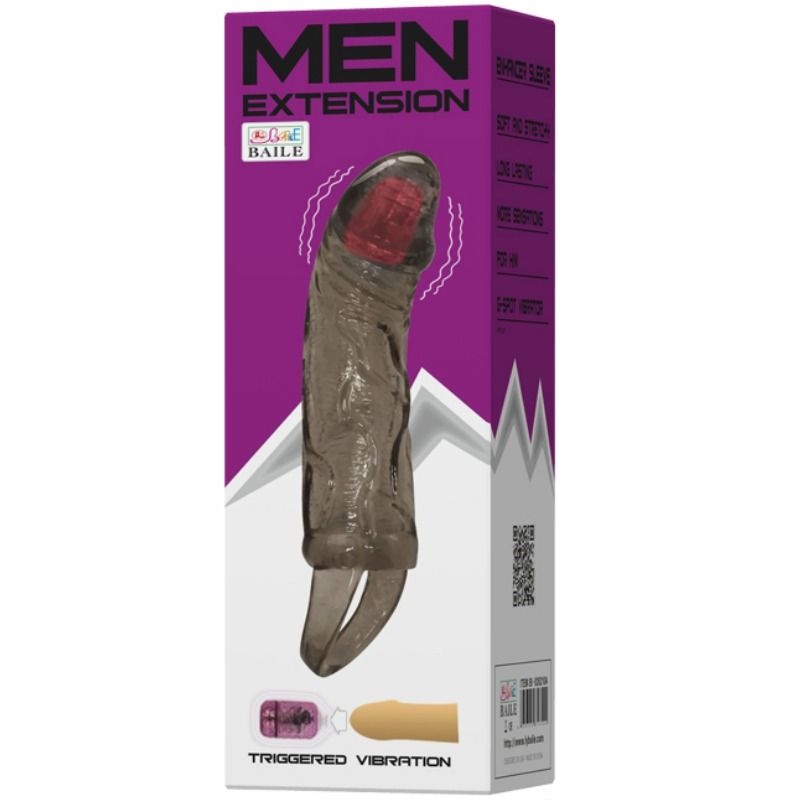 BAILE - PODALJŠEK ZA PENIS Z VIBRACIJO IN TRAKOM ZA MODA 13,5 CM
