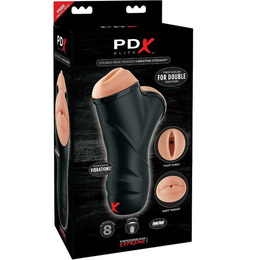 PDX ELITE - VIBRACIJSKI STROKER Z DVOJNO PENETRACIJO