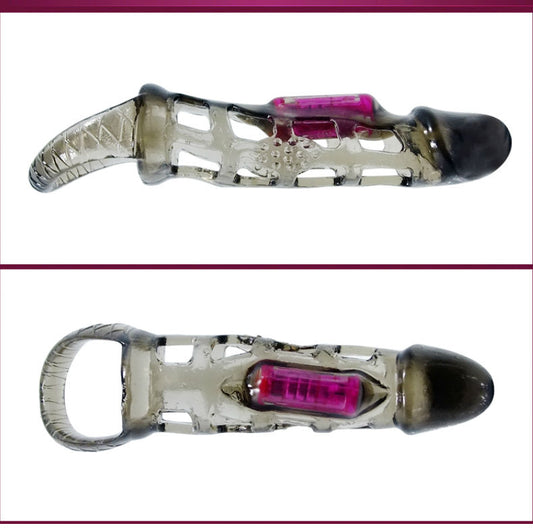 BAILE - PODALJŠEK ZA PENIS Z VIBRACIJO IN TRAKOM 13,5 CM