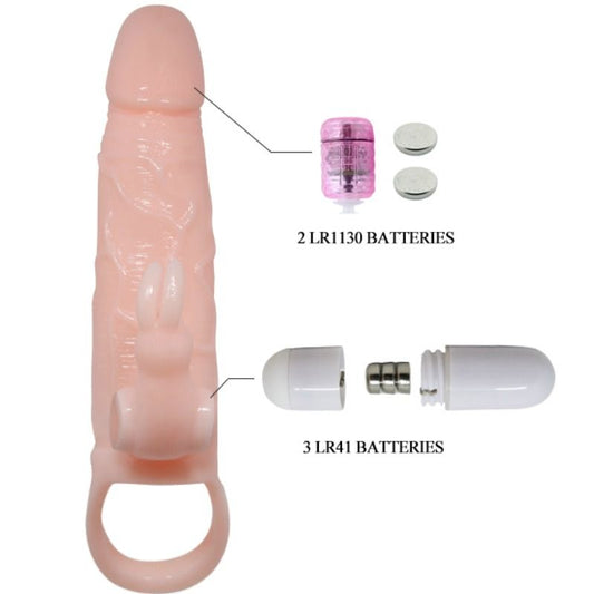 BAILE - POKROVČEK ZA PENIS Z ZAJCEM IN DVOJNIM MOTORJEM 16,5 CM