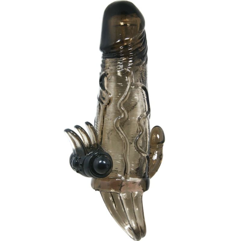 BAILE - BRAVE MAN POKROVČEK ZA PENIS S STIMULACIJO KLITORISA IN ANALNE STIMULACIJE DVOJNI BULLET ČRN 16,5 CM