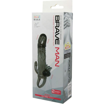 BAILE - BRAVE MAN POKROVČEK ZA PENIS S STIMULACIJO KLITORISA IN ANALNE STIMULACIJE DVOJNI BULLET ČRN 16,5 CM