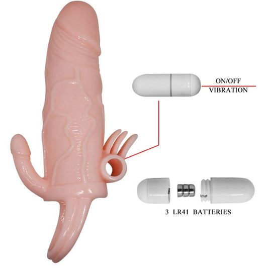 BAILE - POKRIVALO ZA PENIS Z MESOM ZA STIMULACIJO KLITORISA IN ANUSA 16,5 CM