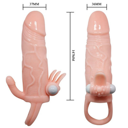 BAILE - POKRIVALO ZA PENIS Z MESOM ZA STIMULACIJO KLITORISA IN ANUSA 16,5 CM
