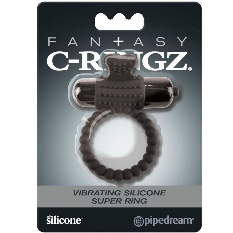 FANTASY C-RINGZ - ČRN SILIKONSKI VIBRACIJSKI PRSTAN